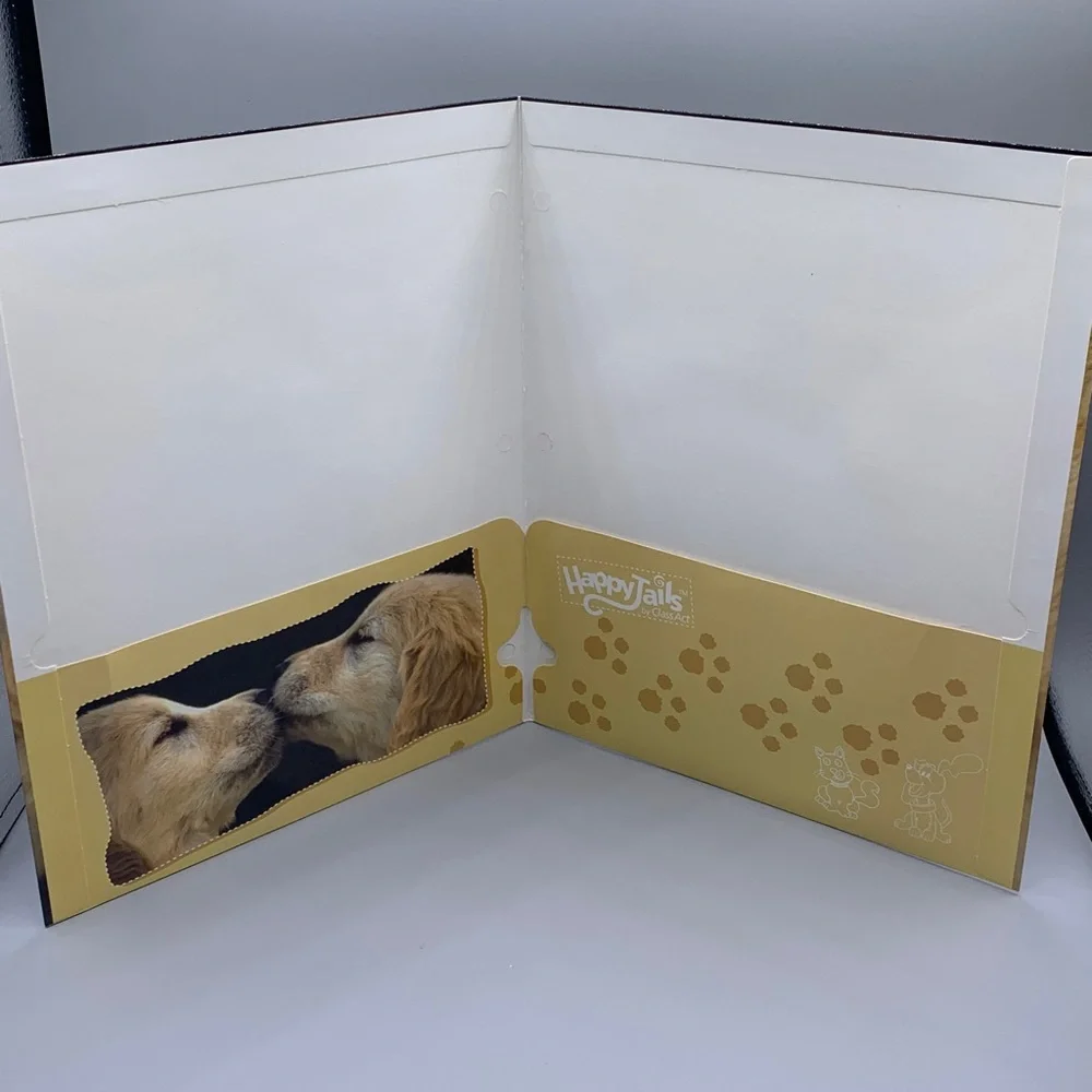 Two Vintage Happy Tails Class Act “Puppy Love” Golden Retriever Binder Folders